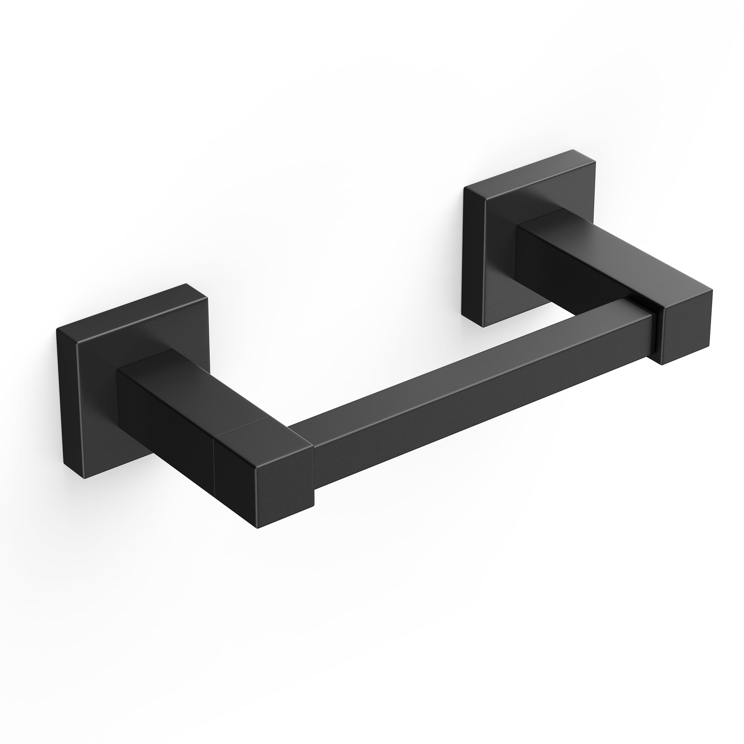 FORIOUS Stainless Steel Toilet Paper Holder - Wall Mounted Double Post Pivoting Tissue Roll Holder with Towel Ring - Matte Black Bathroom Hardware Set for Home, RV & Kitchen (Ideal for Small Spaces & Modern Bathrooms)