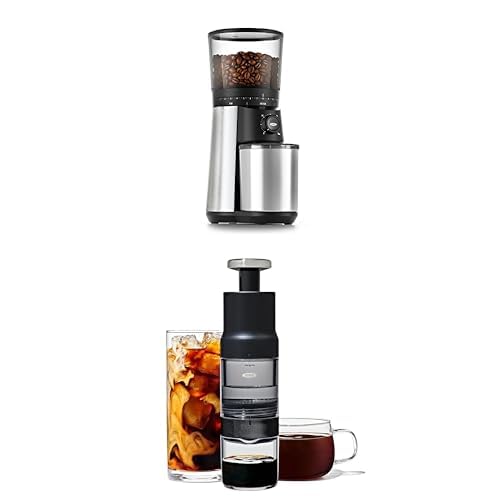 OXO Brew Conical Burr Coffee Grinder - Premium Silver Coffee Bean Grinder with OXO Brew Rapid Brewer - Perfect for Home Baristas & Coffee Lovers - Ideal for Espresso, French Press & Drip Coffee Makers