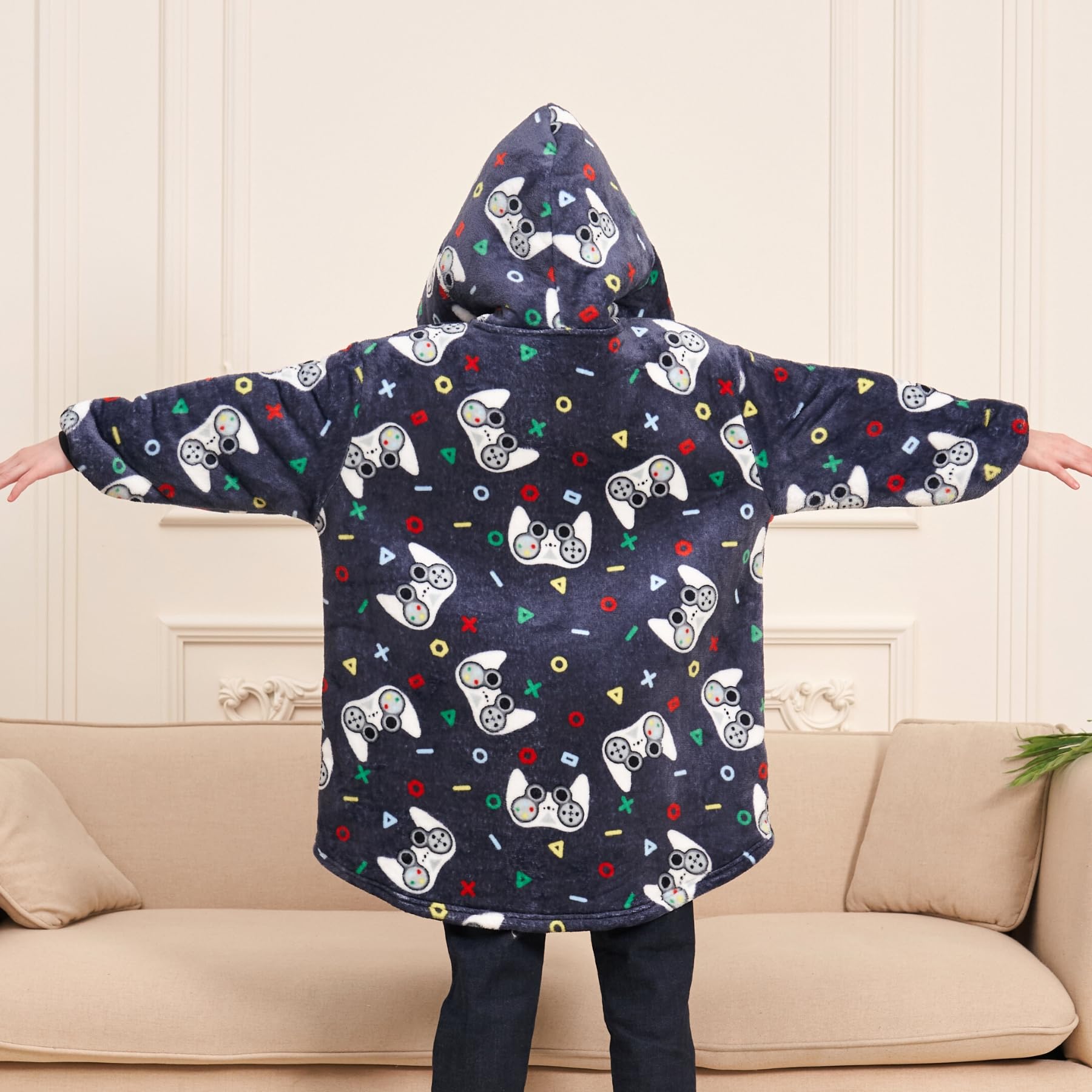 Boys Gamer Oversized Hoodie - Warm Fleece Hooded Sweatshirt for Kids | Comfortable Gaming & Casual Wear for Boys