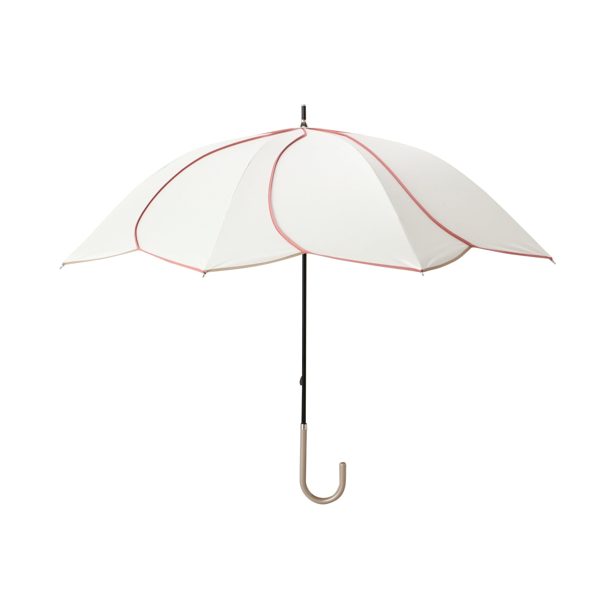 Bicolor Piping Long Umbrella 50cm - White Waterproof Windproof Compact Folding Umbrella for Women & Men - Perfect for Rainy Days, Outdoor Activities, and Travel