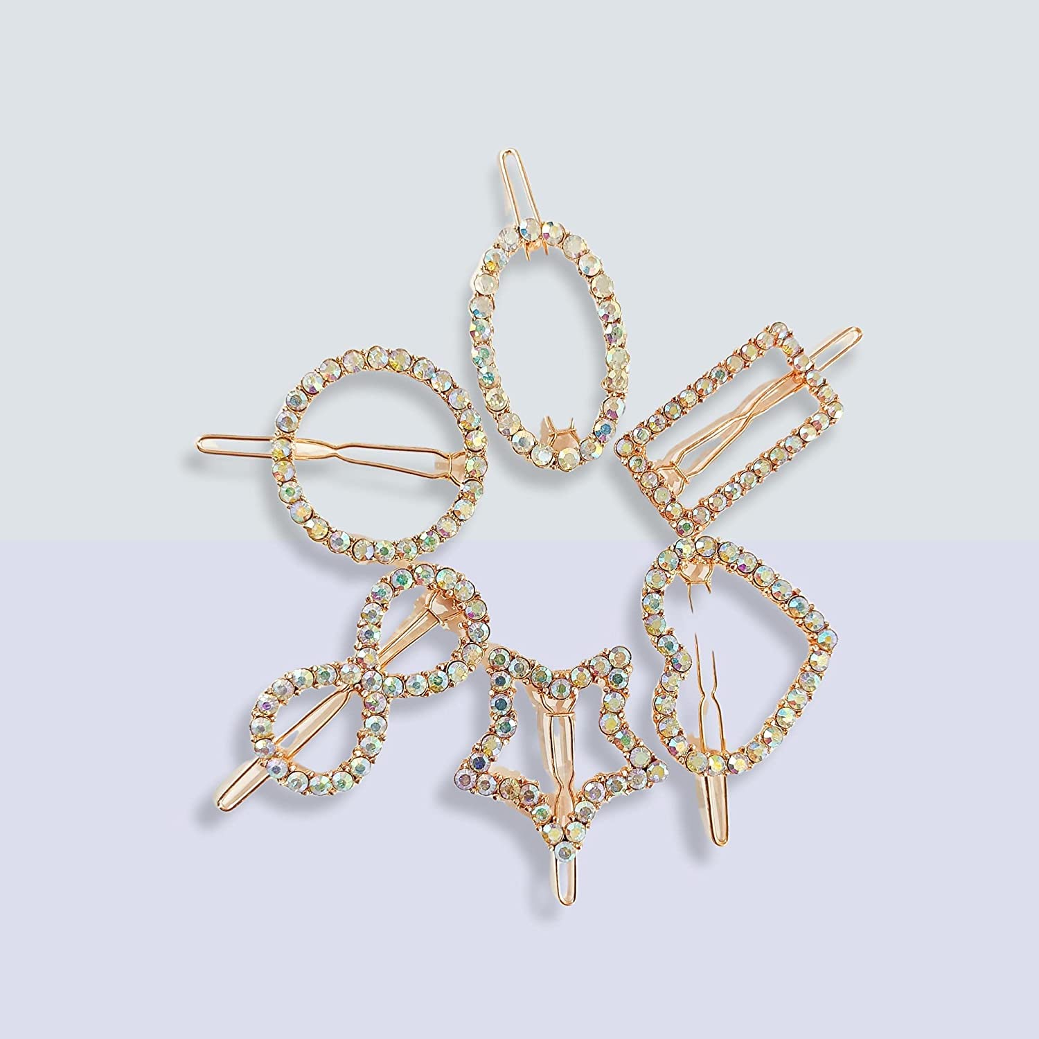 Stylish Geometric Hair Clips for Women & Girls - 6-Pack Fashion Hair Barrettes & Hairgrips - Perfect for School, Work, and Everyday Hairstyles
