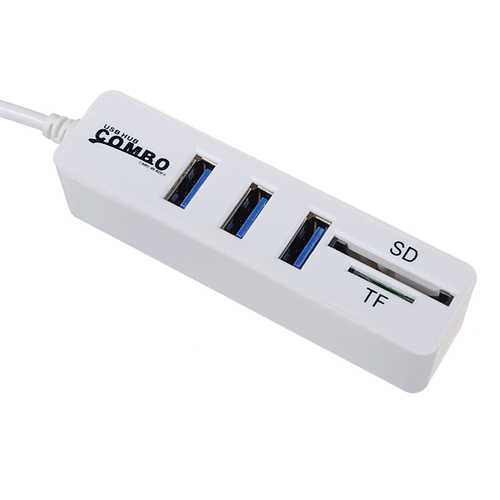 HY 617 Mini USB 2.0 Hub with SD/TF Card Reader - 4-Port USB Splitter for Laptop, PC, Mac - Expand Connectivity for Flash Drives, External Hard Drives, Memory Cards - Perfect for Home Office, Gaming & Travel Use