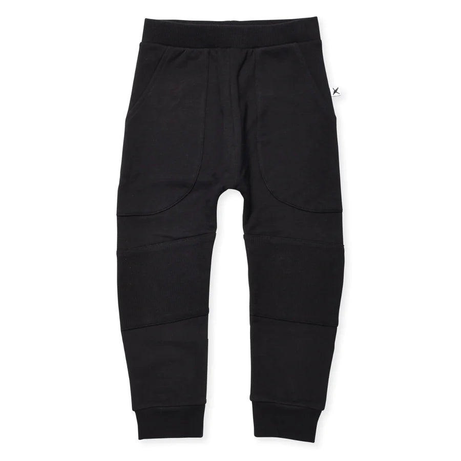 Minti Furry Reinforced Knee Jogger Pants for Women - Black | Comfortable Stretch Workout Leggings | Perfect for Yoga, Running & Lounge Wear