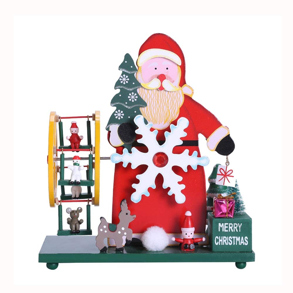 HOLPPO-UGR Christmas Wooden Rotating Music Box - Handcrafted Christmas Tree Ornament with Musical Movement, Perfect Holiday Gift for Kids & Family (Red) | Ideal for Tree Decorations, Holiday Parties & Festive Home Decor