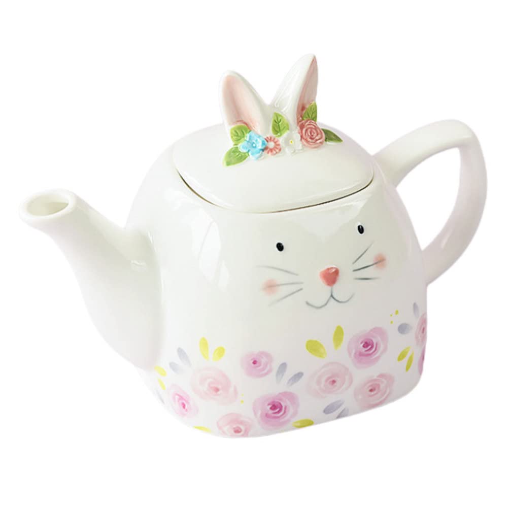 Easter Rabbit Ceramic Teapot - Porcelain Loose Leaf Tea Kettle with Handle for Home & Kitchen | Perfect for Tea, Coffee, Milk & Beverage Serving | Ideal for Afternoon Tea, Family Gatherings & Holiday Decor