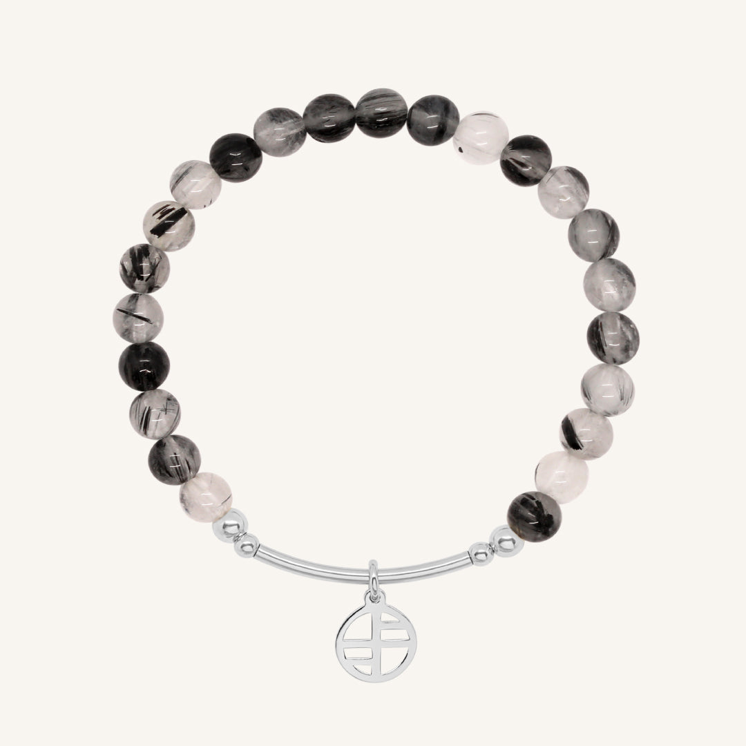 Rutilated Quartz Charm Bracelet - Natural Stone of Unity & Protection - Perfect for Meditation, Healing & Spiritual Gifts