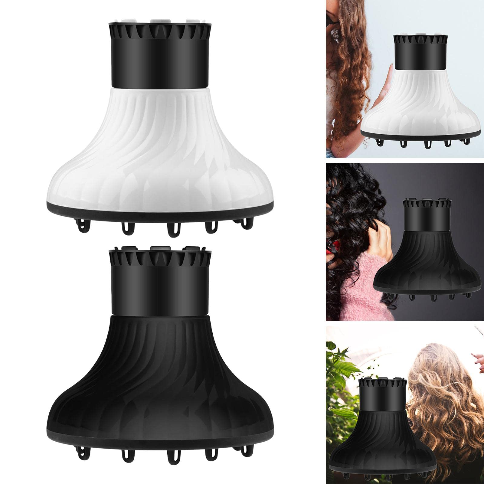 LOOM TREE Hair Dryer Diffuser Attachment for Curly & Wavy Hair - White Universal Blow Dryer Diffuser for Frizz-Free Styling | Perfect for Home Salon Use & Travel