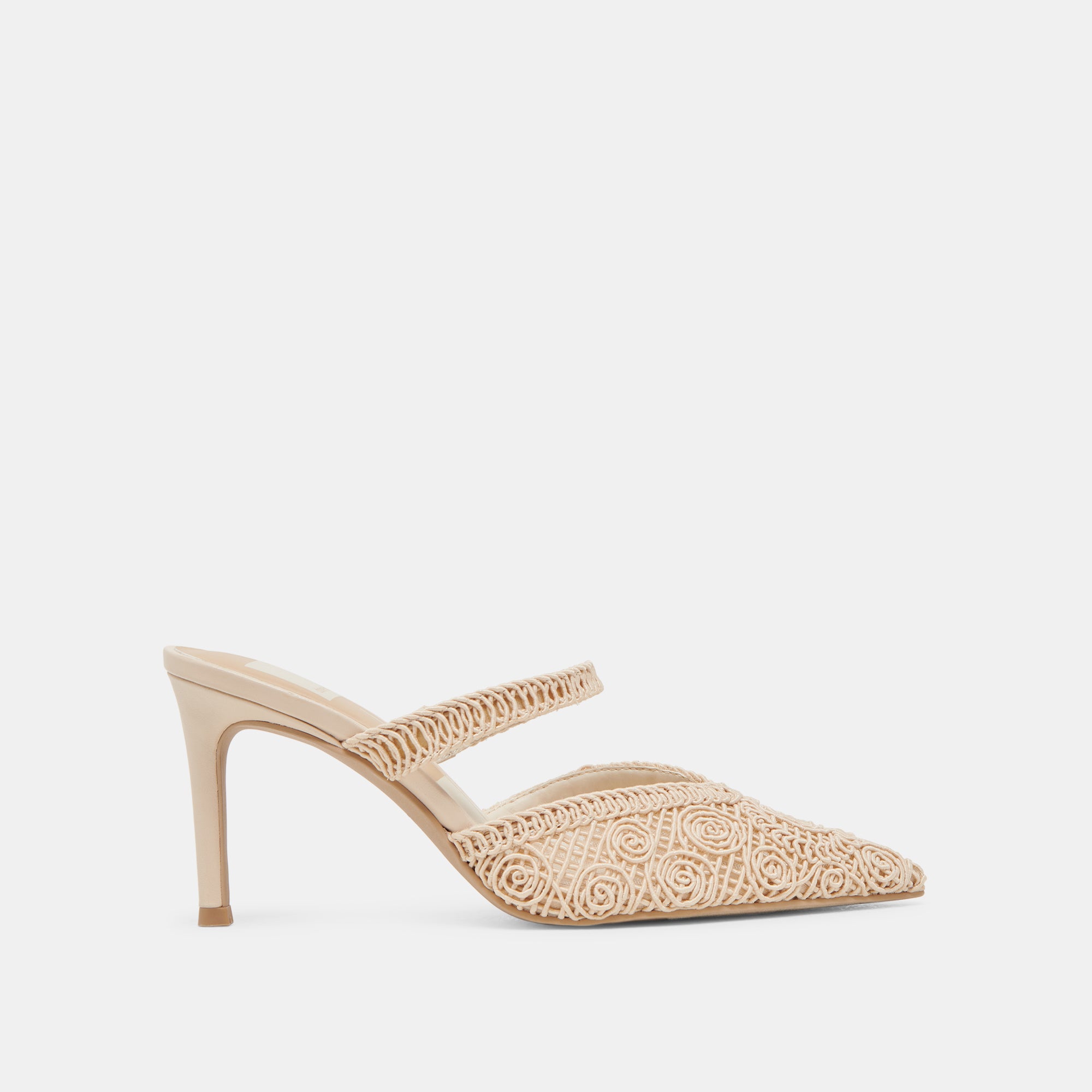 KASSY Women's Natural Macrame Heels - Stylish Bohemian Sandals for Summer, Beach, and Casual Outfits