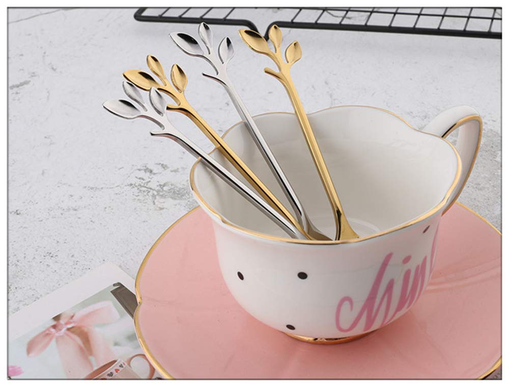Gold Leaf Appetizer Cake Fruit Forks Set of 8 - 4.7 Inch Elegant Cocktail Picks for Dessert Tasting, Wedding Party & Kitchen Accessories - Perfect for Bridal Showers, Afternoon Tea, and Gourmet Plating