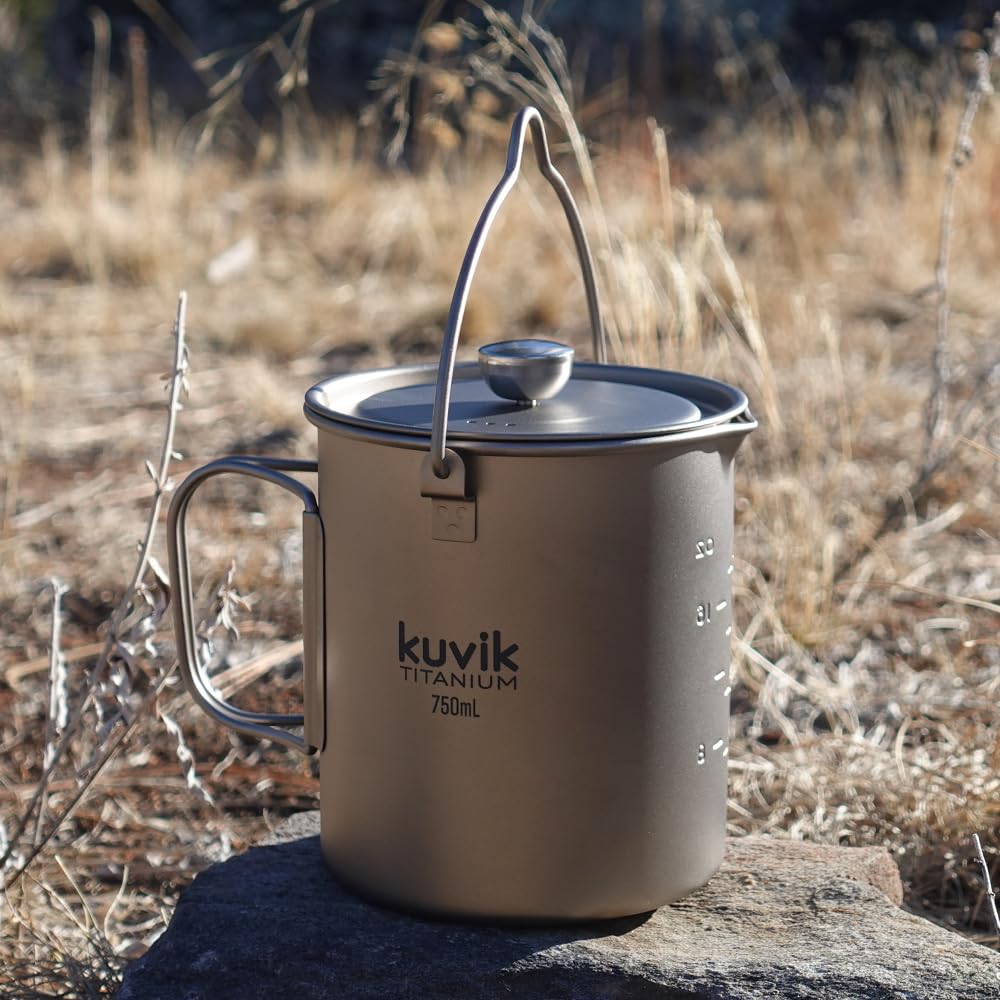 Kuvik Titanium French Press 750ml (25.4 oz) - Ultralight Compact Coffee Maker for Backpacking, Camping & Travel - Perfect for Outdoor Adventures & Home Brewing