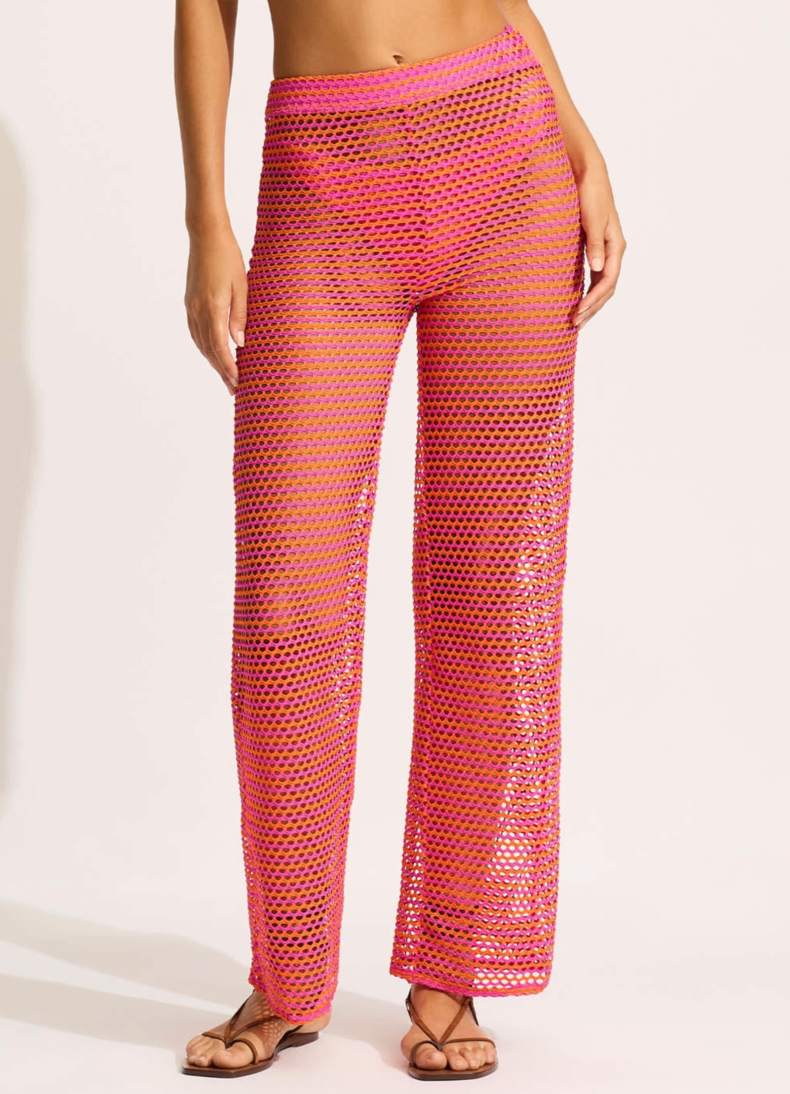 Mesh Effect Leggings for Women - Hot Pink High Waist Yoga Pants, Workout Running Gym Fitness Leggings for Yoga, Pilates & Lounge Wear