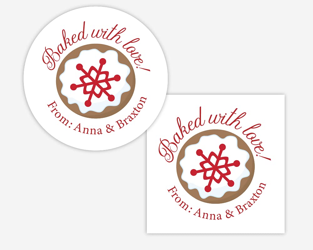 Baked with Love Stickers - Christmas Gift Labels for Wrapping (#573-WH)