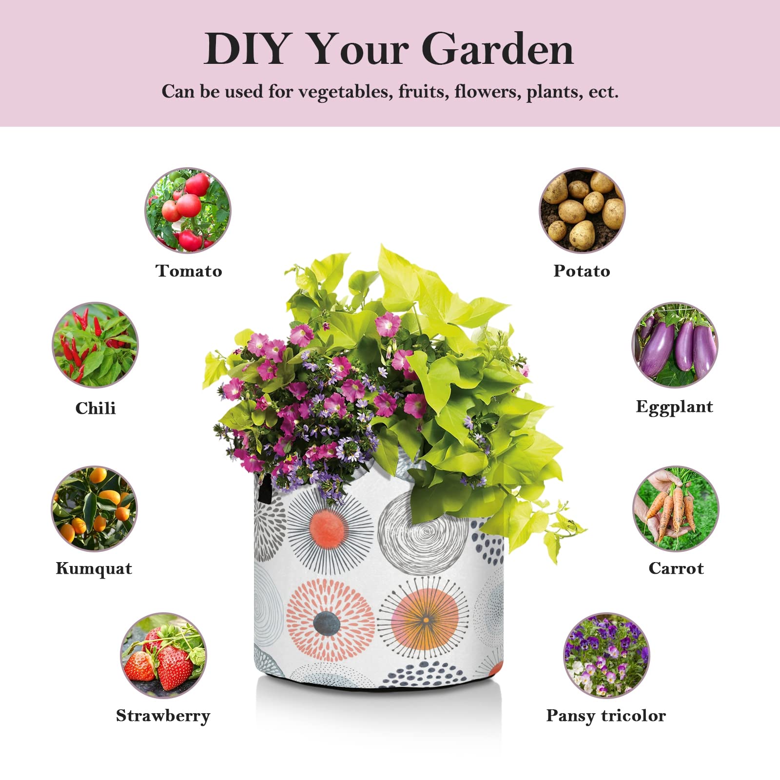 J JOYSAY 5 Gallon Heavy Duty Thickened Cloth Grow Bags with Handles - Durable Planters for Potato, Tomato, Chili, Carrot - Ideal for Indoor/Outdoor Gardening, Balcony Planting & Vegetable Cultivation