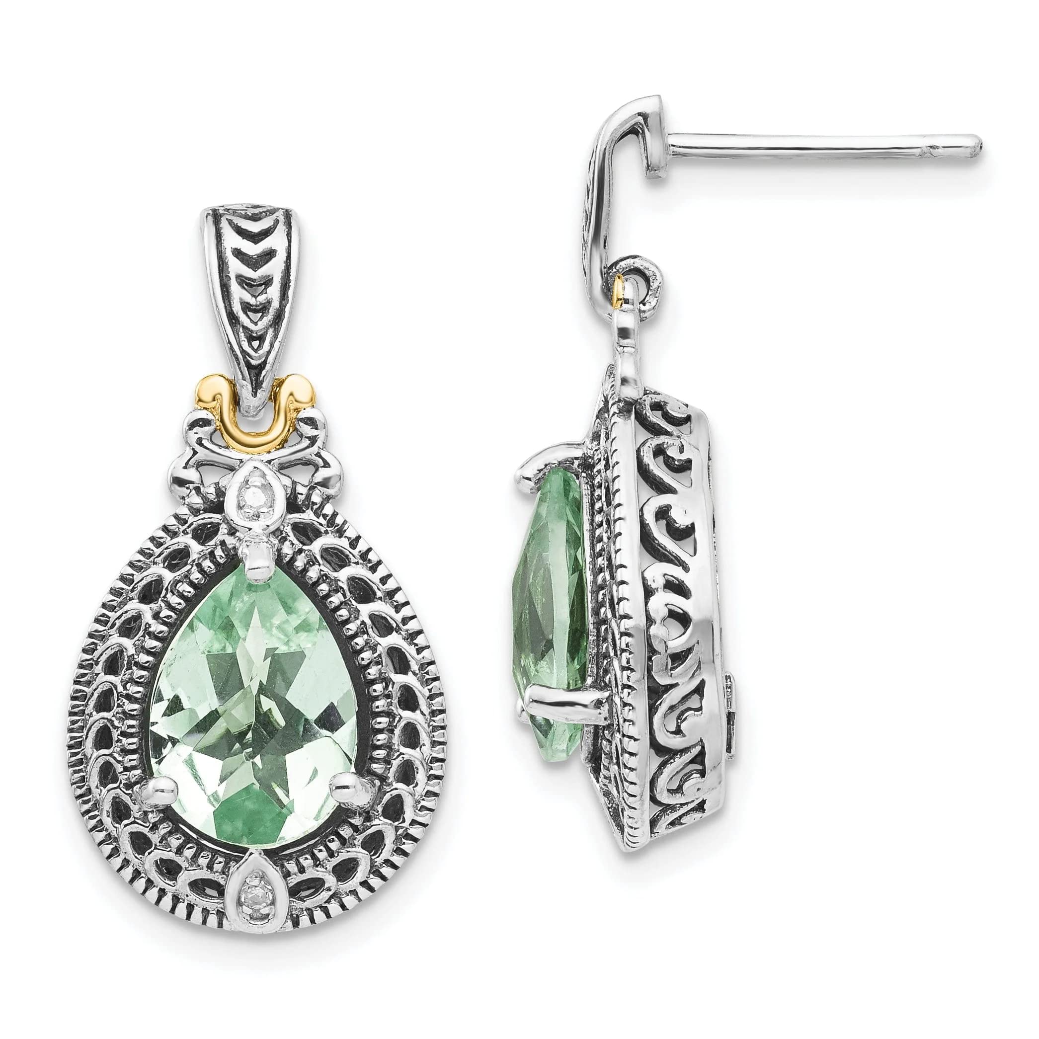 Sterling Silver Gold Diamond Quartz Earrings for Women - Elegant Dangle Drop Earrings for Party, Wedding & Everyday Wear