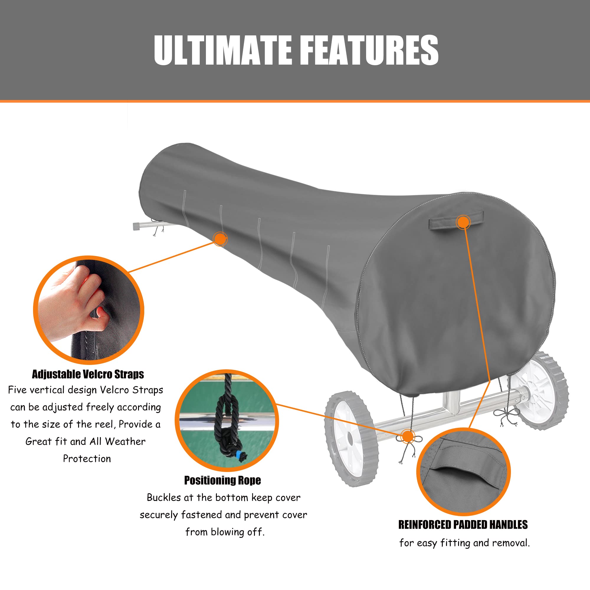 Heavy Duty 20ft Grey Solar Pool Cover Reel - Waterproof Swimming Pool Blanket Reel for Easy Storage | Perfect for Inground & Above Ground Pools | UV Resistant & Durable Design