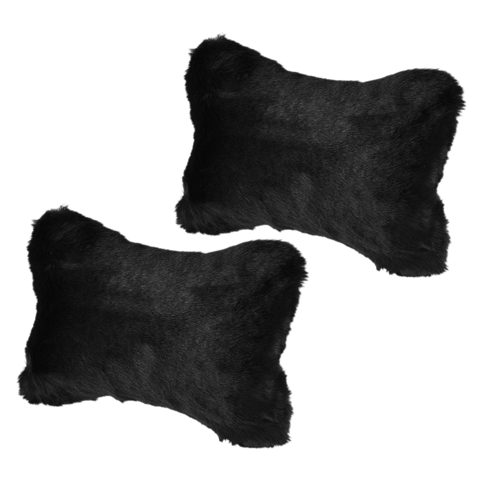 X AUTOHAUX 1 Pair Soft Fluffy Furry Car Seat Neck Pillows - Warm Headrest Support for Comfortable Driving | Perfect for Long Road Trips, Commuting & Relaxation (Black)