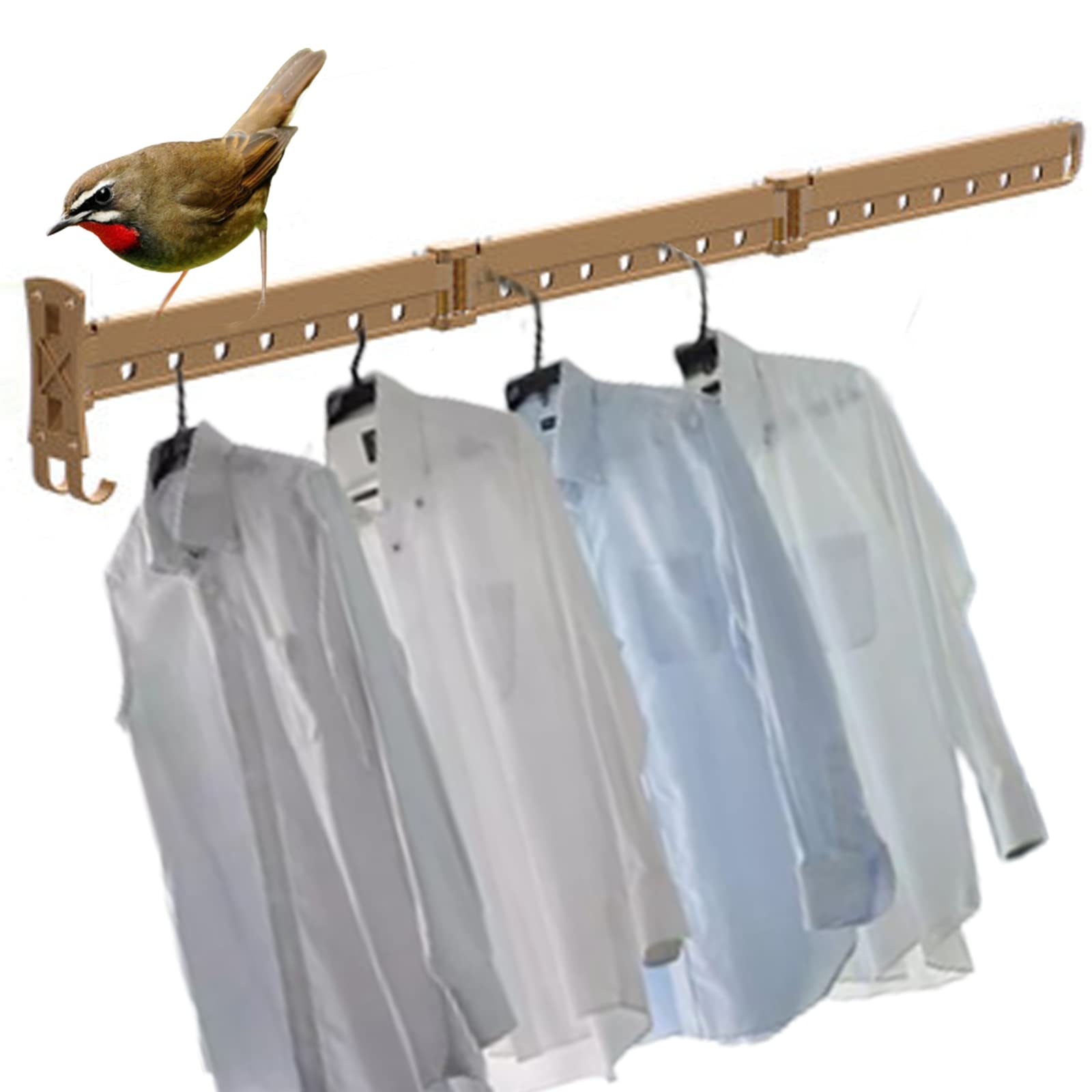 Foldable Wall Mounted Clothes Drying Rack - Space Saving Retractable Laundry Hanger for Balcony, Bathroom, Patio & Bedroom - Portable Collapsible Design (3-Tier Gold) - Perfect for Small Apartments, Dorms & Travel Use