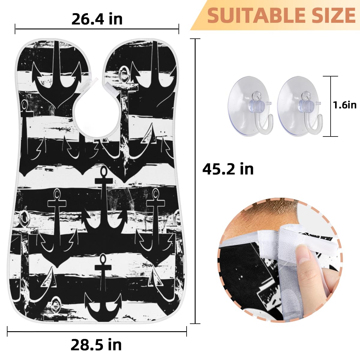 **Men's Striped Anchor Print Beard Shaving Bib - Waterproof Hair Dye & Makeup Apron for Barbers & Stylists - Sink Hair Catcher & Beard Trimming Tool - Perfect for Home Grooming & Salon Use**