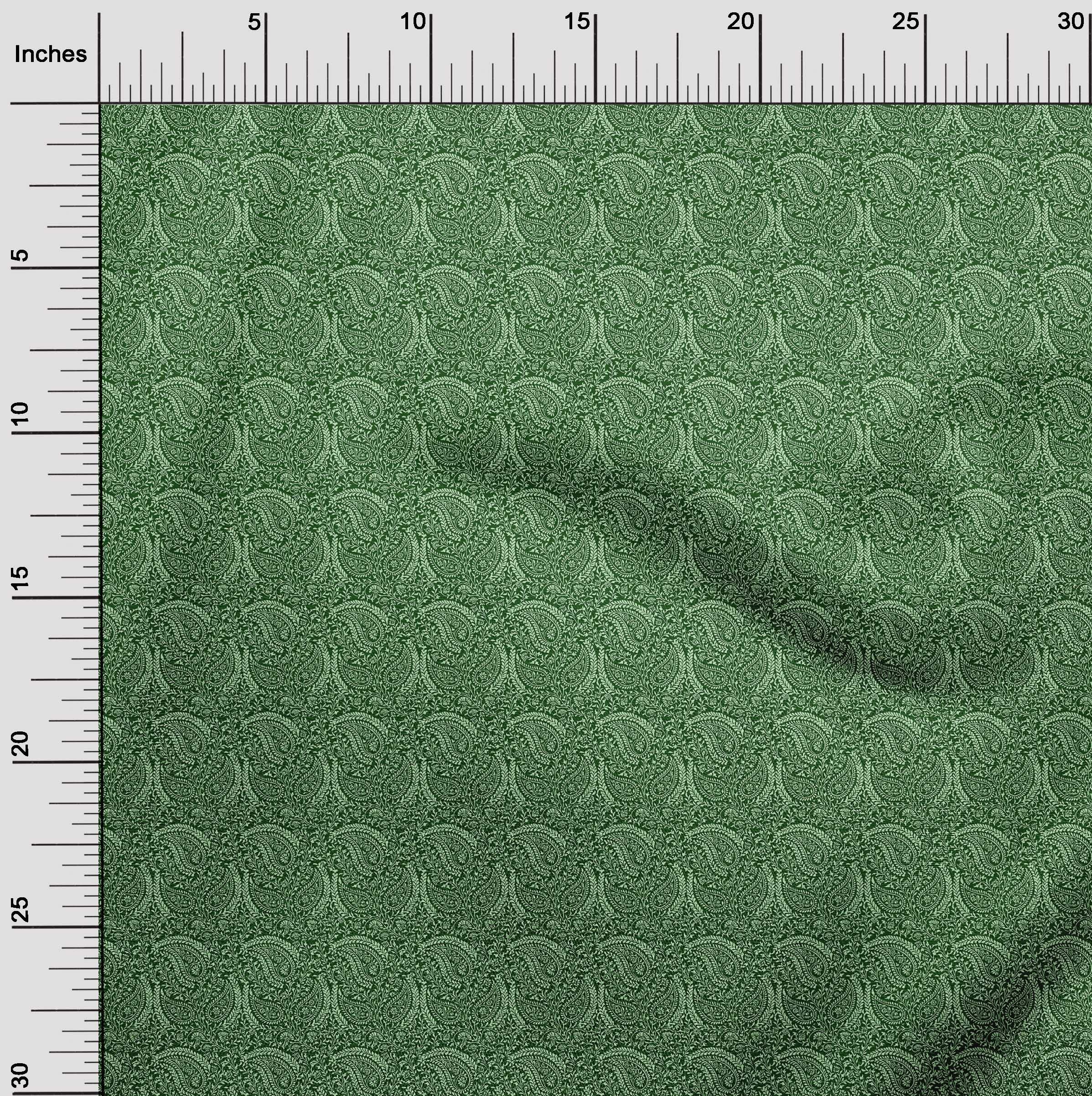 Velvet Green Paisley Printed Fabric by The Yard - 58 Inch Wide for DIY Clothing, Sewing Projects & Home Decor | Soft, Durable & Stylish Sewing Supplies