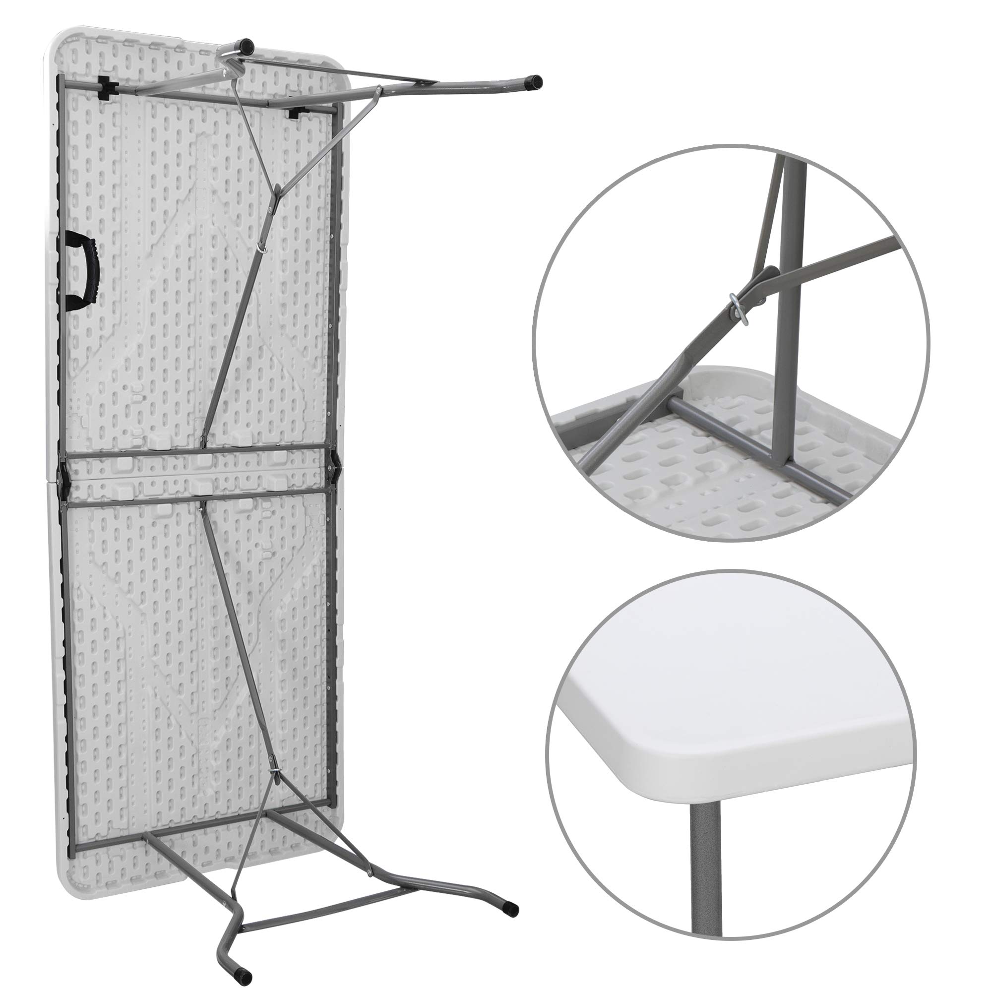 HomGarden 6FT White Heavy Duty Plastic Folding Table - Portable Indoor Outdoor Utility Table for Game Night, Puzzles, Crafting, Picnics, Camping, Dining & Parties | Perfect for Backyard BBQs, Tailgating & Home Office Use