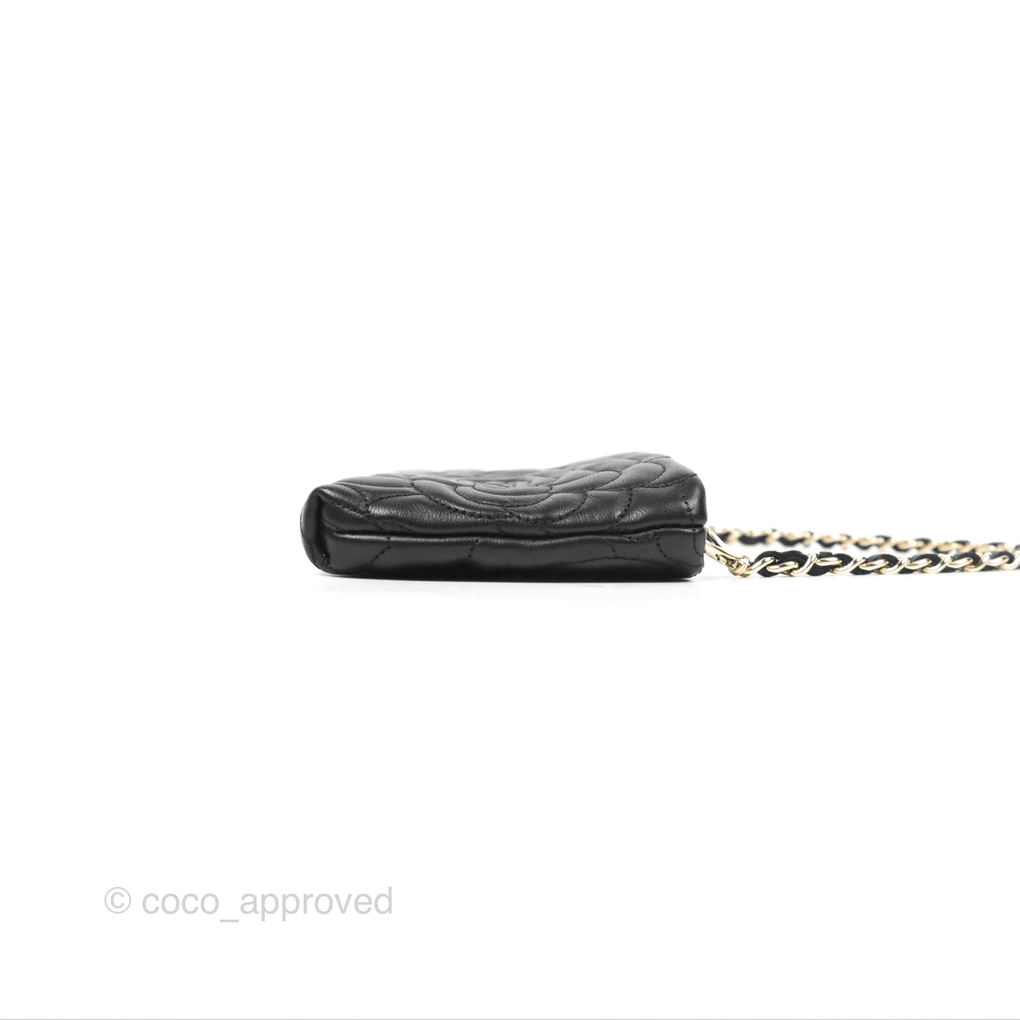 Chanel Camellia Pochette Clutch Bag - Black Lambskin Leather with Gold-Tone Hardware | Evening Bag, Wedding Clutch, Luxury Handbag for Women