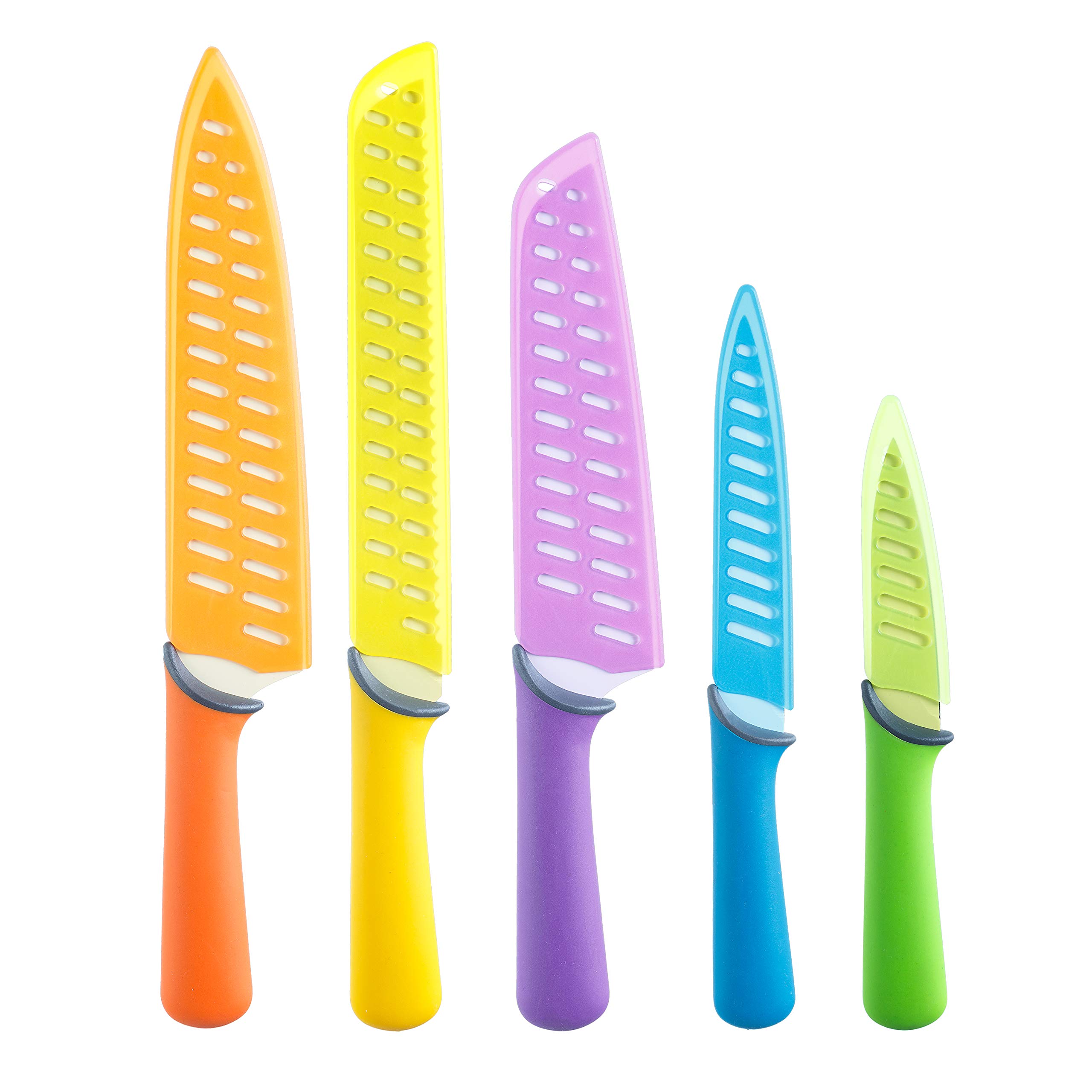 Premium GLAD Kitchen Knife Set - 6-Piece Stainless Steel Chef Knives with Protective Sheaths | Ultra-Sharp Colored Blades & Ergonomic Non-Slip Handles | Complete Cooking Essentials for Home Chefs & Culinary Enthusiasts | Perfect for Meal Prep, Slicing, Dicing & Professional Cooking