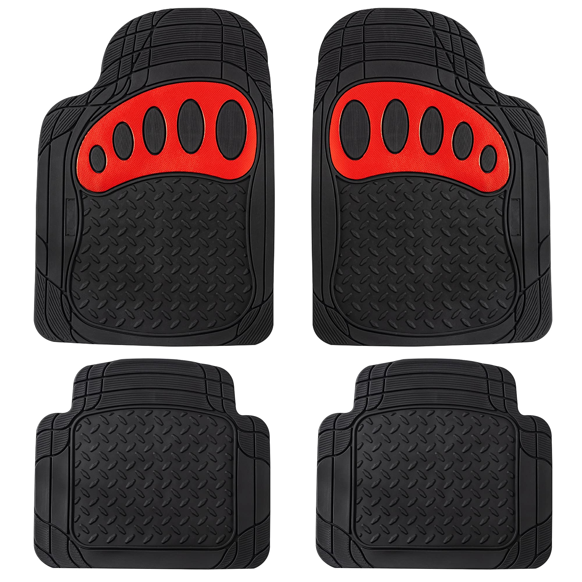 FH Group Heavy-Duty Rubber Car Floor Mats - Universal Fit for Sedans, SUVs & Trucks | All-Weather Protection | Trimmable Design | Perfect for Daily Commute, Road Trips & Off-Road Adventures