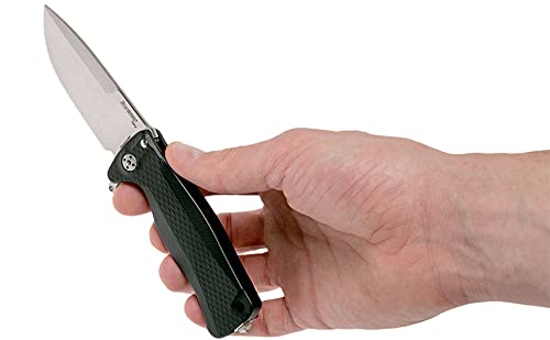 Lion Steel SR22A Sleipner Frame Lock Folding Pocket Knife - Black Aluminum Handle, Satin Blade | IKBS Ball Bearing System | Dual Carry Clip | EDC, Camping, Outdoor Survival Gear