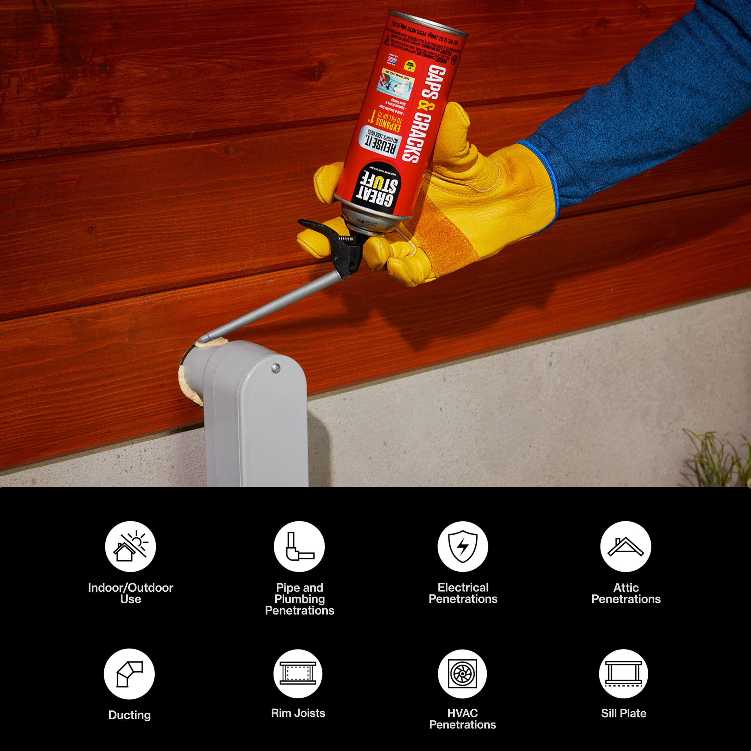 Great Stuff Smart Dispenser Outdoor 12oz Gray Foam Sealant - 99108824 Smart Dispenser Gaps & Cracks Cream 12oz - Weatherproof Insulation Foam for Doors, Windows & Home Repairs
