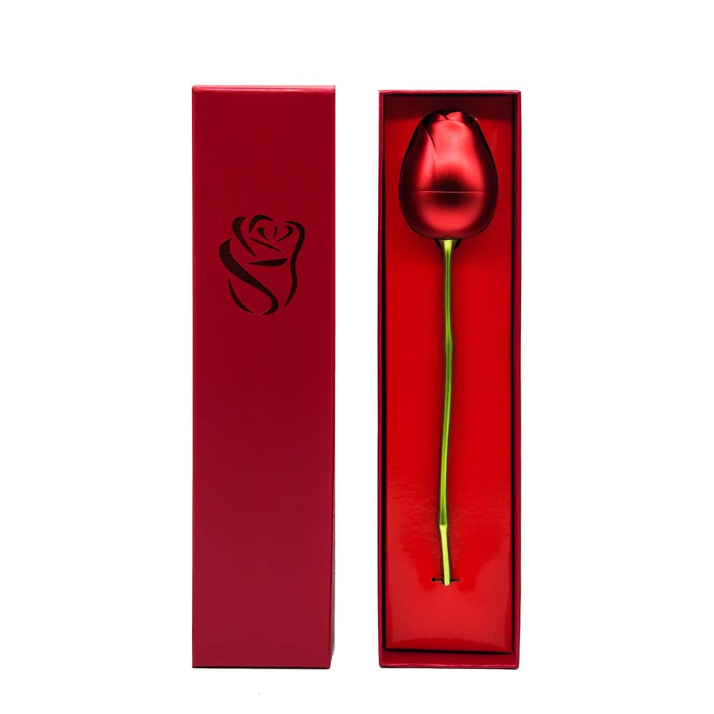 Artificial Metal Rose Flower with Creative Love Jewelry Gift Box - Elegant Kraft Paper Display Box for Earrings, Necklace, Bracelet, Pendant & Engagement Rings - Perfect for Wedding Proposals, Anniversary Gifts & Romantic Surprises