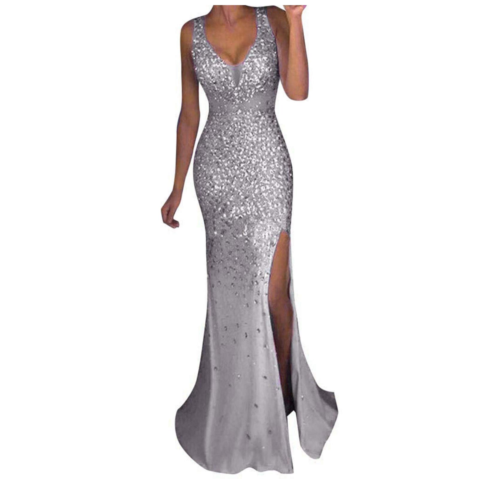 Elegant Gold Sequin Long Evening Dress for Women – Perfect for Prom, Bridesmaid, Ball & Tea Party | Sexy Formal Gown for Special Occasions