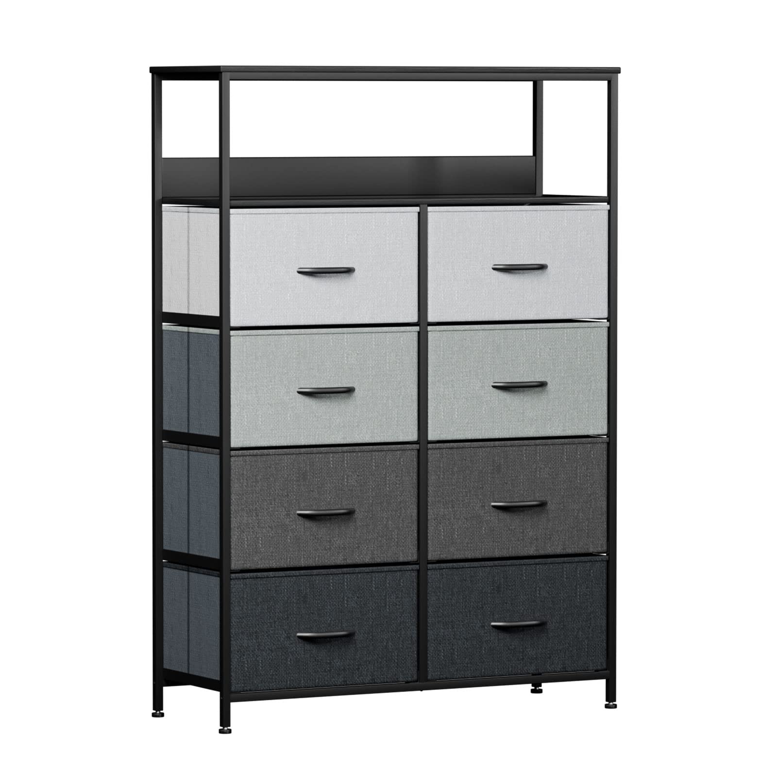 8-Drawer Fabric Dresser with Shelf - Tall Clothes Storage Organizer for Bedroom, Closet & Nursery - Grey - Perfect for Small Spaces & Kids' Room Organization