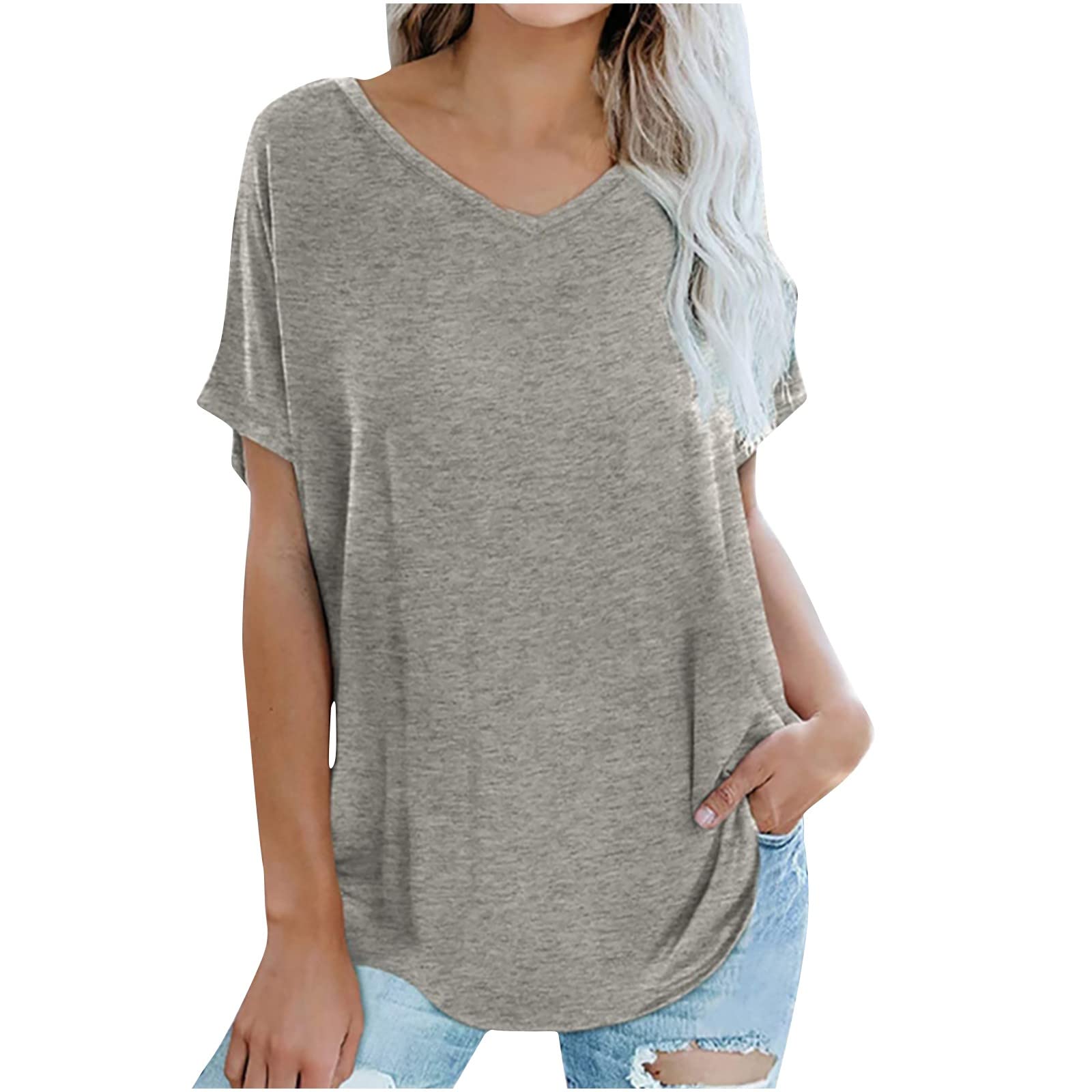 Women's Short Sleeve Summer Tops - Soft Cotton V-Neck T-Shirts, Loose Casual Tees for Women, Comfortable Tunic Tops | Perfect for Beach, Vacation, and Everyday Wear