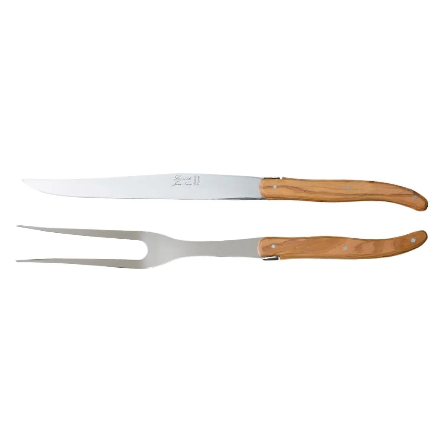 Miranda Style Jean Neron Laguioles Stainless Steel Carving Knife & Fork Set - Premium Steak Knife Set for Fine Dining, BBQ & Kitchen Use