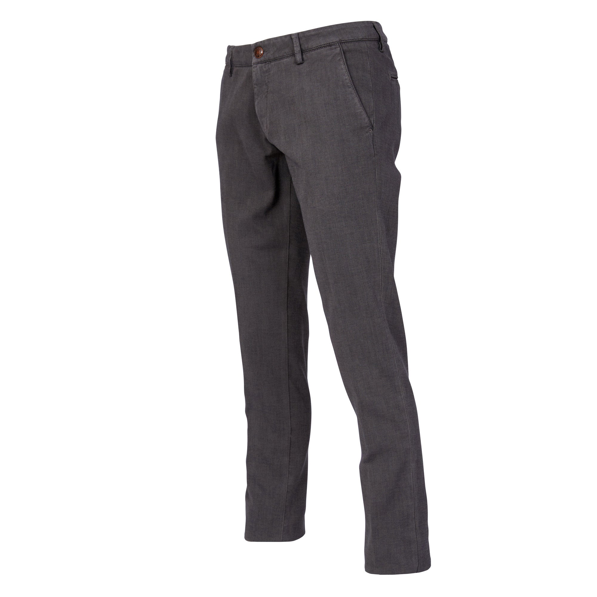 FRADI Men's Denim Look Cotton Stretch Chino Pants - Mid Grey | Comfortable Slim Fit Casual Trousers for Work, Travel & Everyday Wear