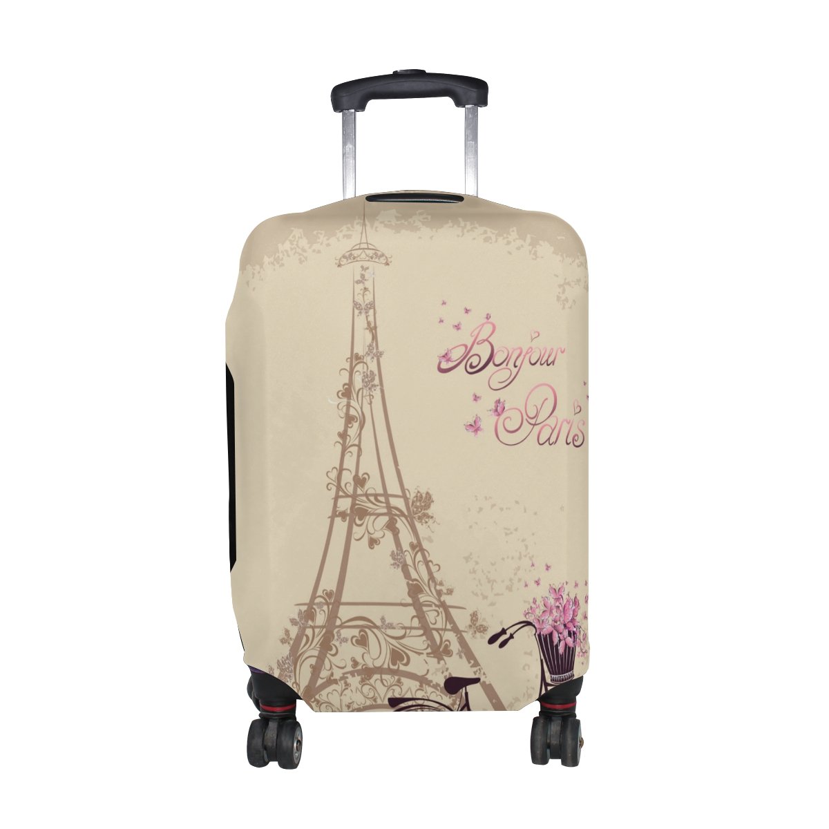 Vintage Paris Eiffel Tower Floral Luggage Cover - Waterproof Suitcase Protector for Travel | Fits Most 20-28 Inch Bags | Perfect for Airplane, Train & Cruise Trips