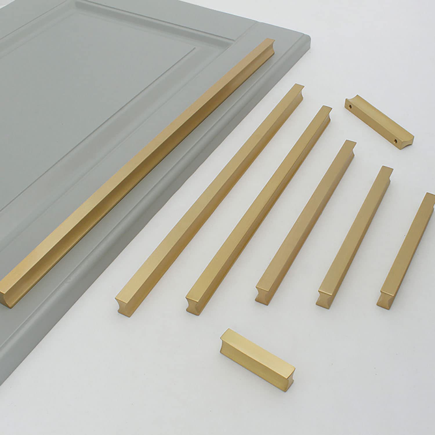 Brushed Brass Cabinet Handles - Modern Kitchen & Wardrobe Drawer Pulls - 50mm & 380mm Furniture Hardware Knobs - Perfect for Home Renovation & DIY Projects