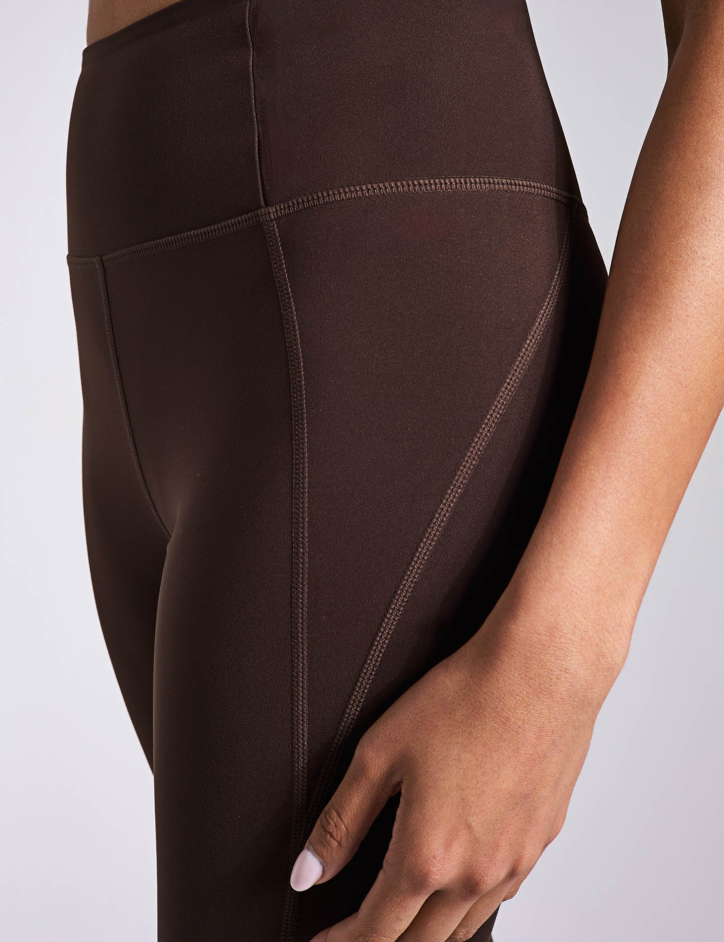 High Waisted Compression Leggings for Women - Cocoa Brown - Tummy Control Workout Yoga Pants for Running, Gym & Lounge