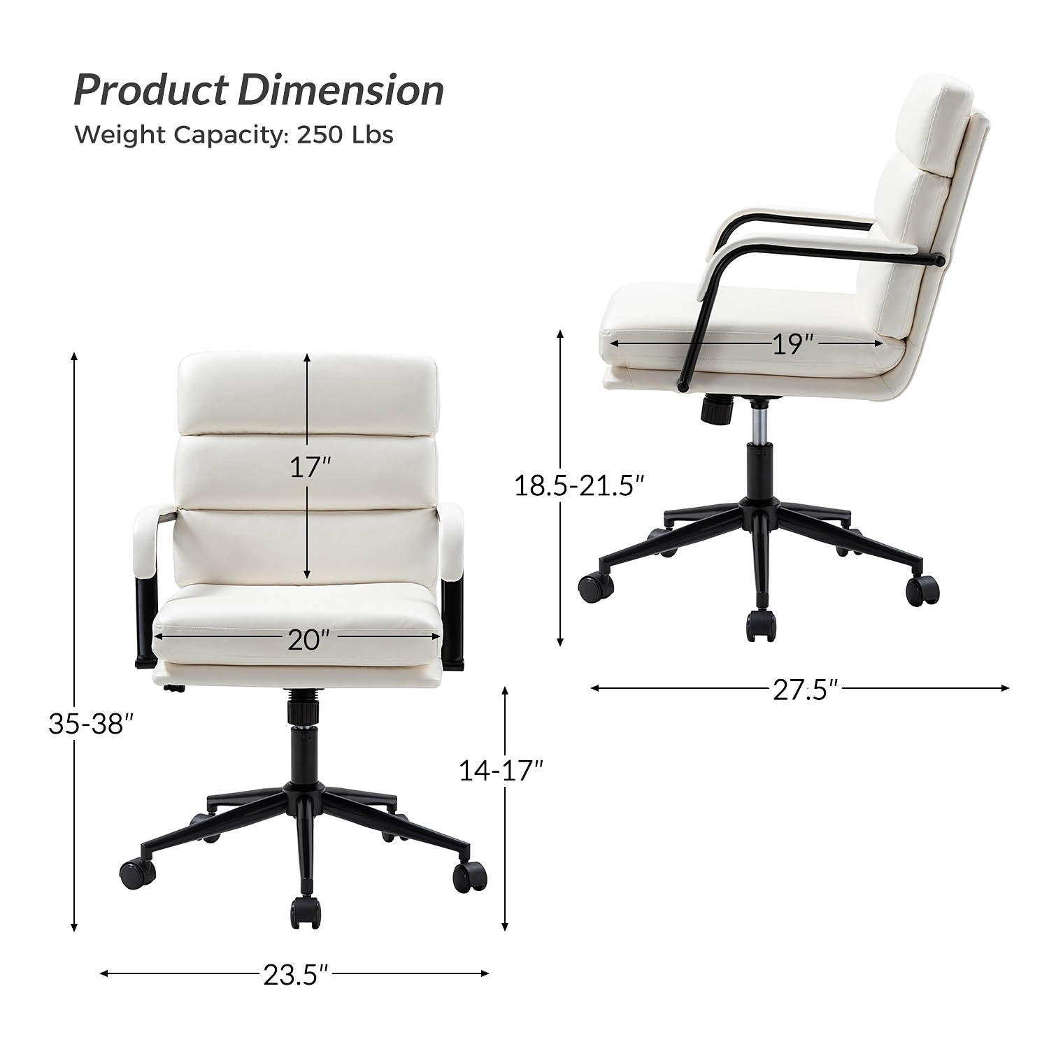 Johannes Task Office Chair - Ergonomic Adjustable Desk Chair with Lumbar Support for Home & Office Workspace - Perfect for Long Hours of Sitting, Gaming, and Remote Work