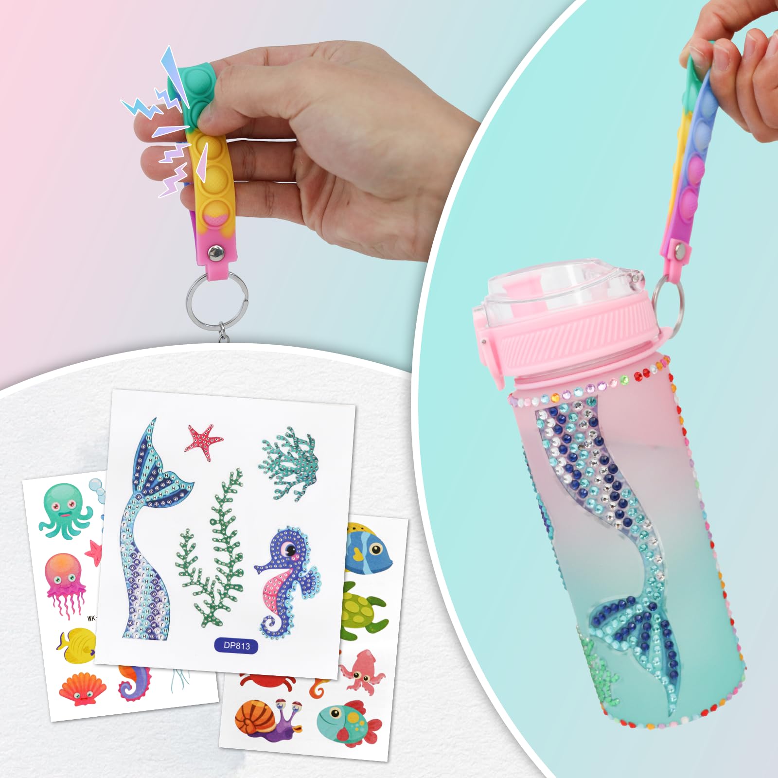 **DIY Unicorn Diamond Painting Water Bottle Kit for Girls Ages 4-12 - Creative Arts & Crafts Gift for School, Birthday & Christmas - Personalized Reusable Kids Water Bottle for Daily Use, Sports & Outdoor Activities**