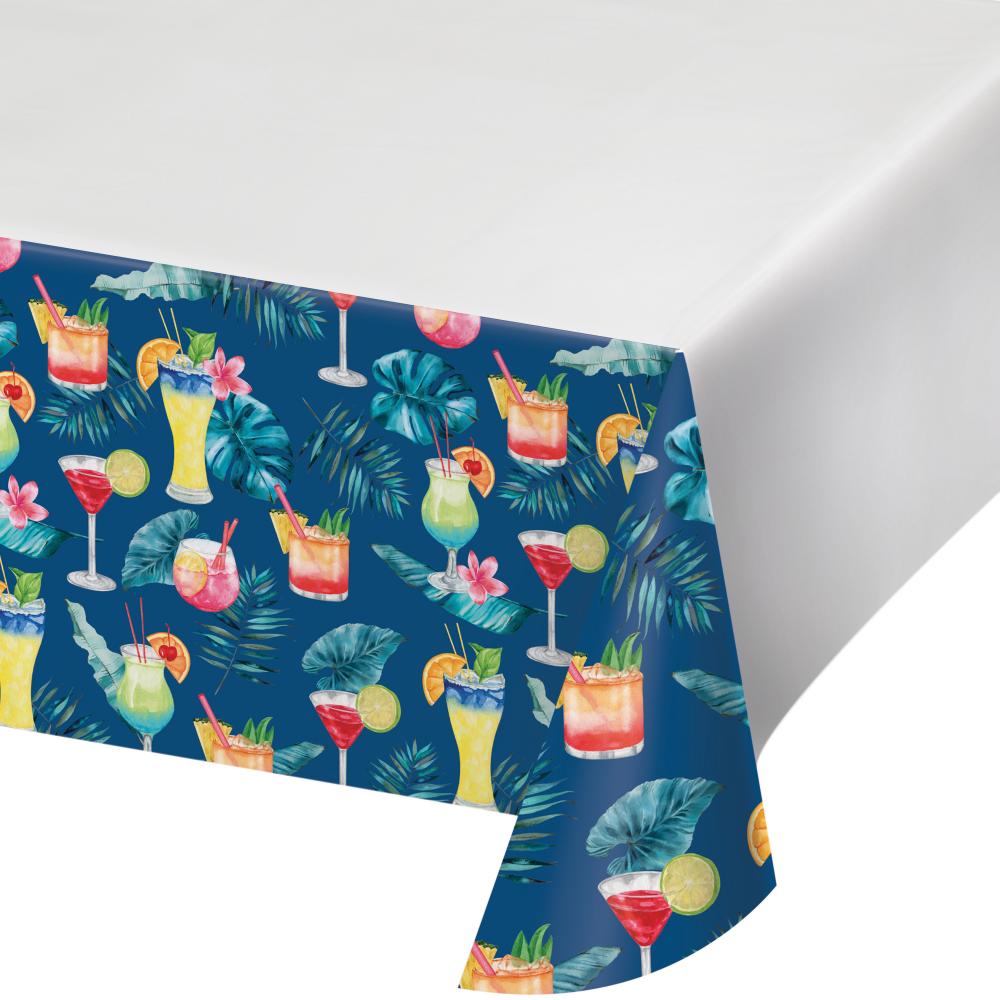 12-Piece Bulk Summer Breeze Party Table Covers with Decorative Border Print, 54x102 Inches - Perfect for Outdoor BBQs, Picnics & Summer Celebrations