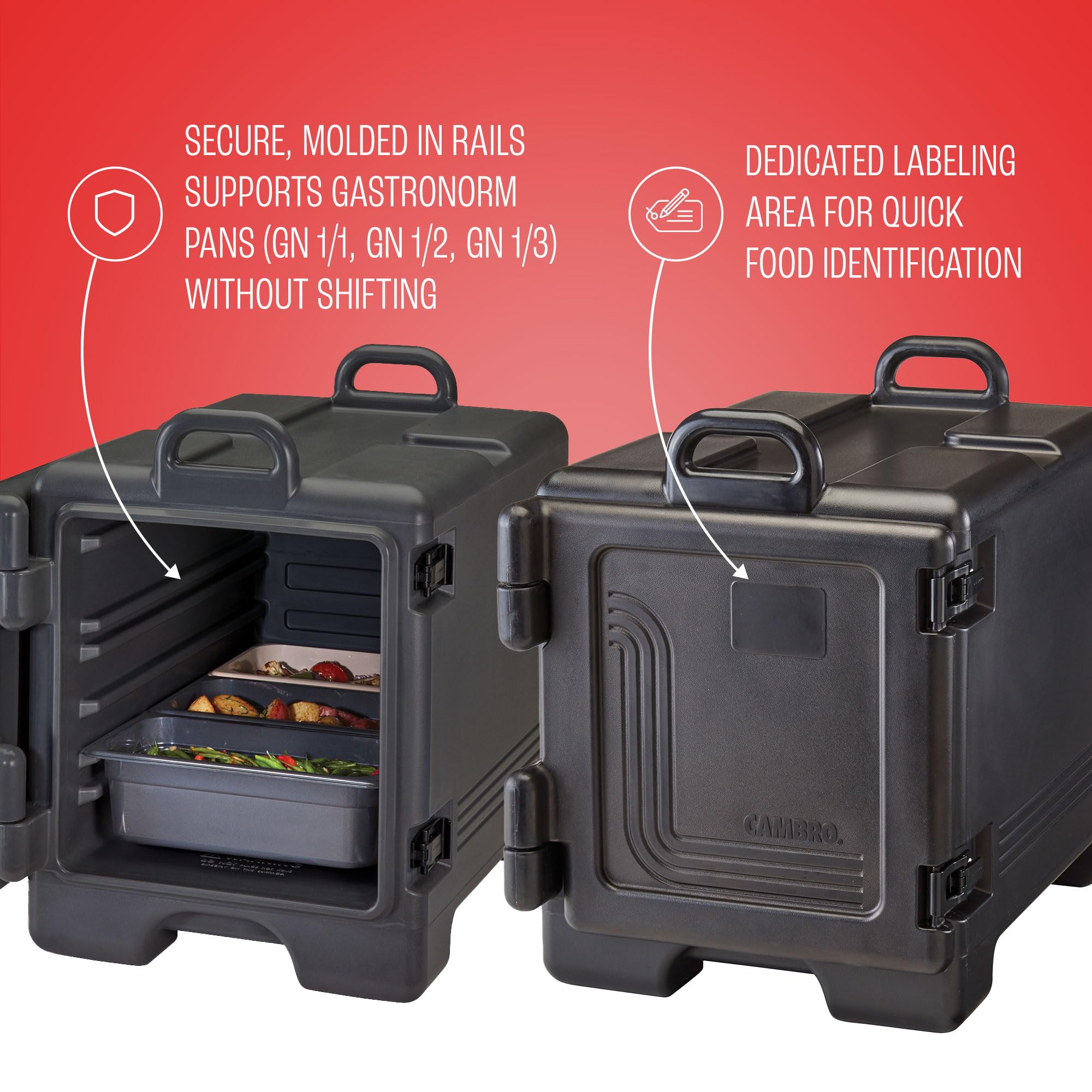 Cambro Insulated Food Pan Carrier - Hotbox & Food Warmer for Catering, Restaurants & Events - Front Load UPC300 Series (Black) - Perfect for Keeping Meals Hot During Transport & Buffet Service