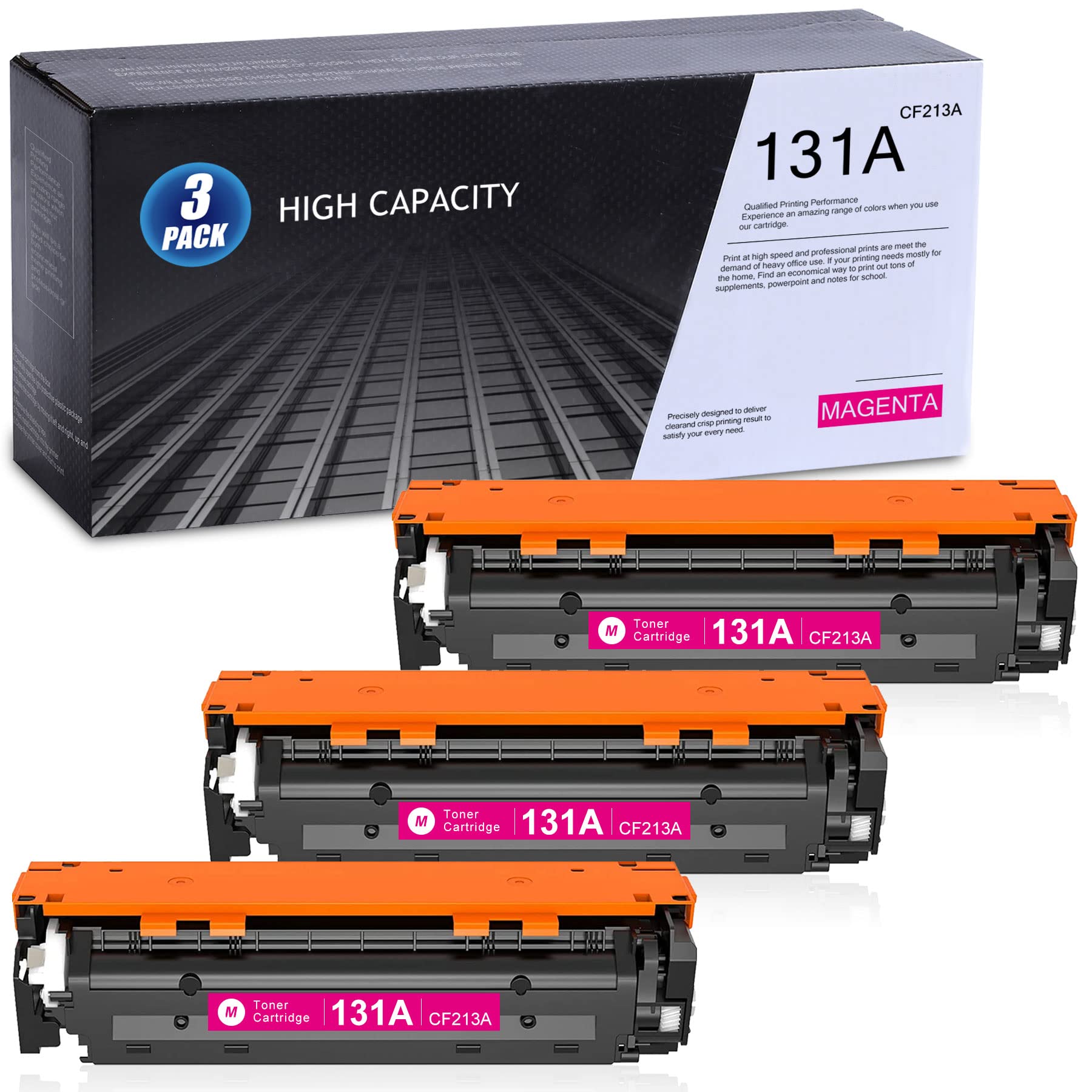 MANDBOY Compatible HP 131A CF213A Magenta Toner Cartridge (3-Pack) - Replacement for HP Pro 200 Color MFP M251n M251nw Printers | Ideal for Office Printing, School Projects & Home Office Use