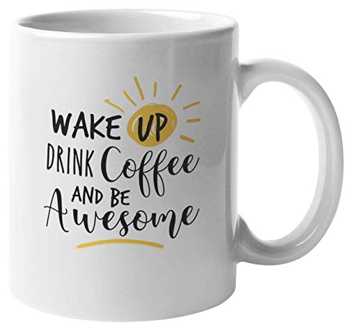 11oz Wake Up Drink Coffee Mug - Insulated Travel Tea & Coffee Cup for Men & Women - Perfect for Office, Home & Commuting