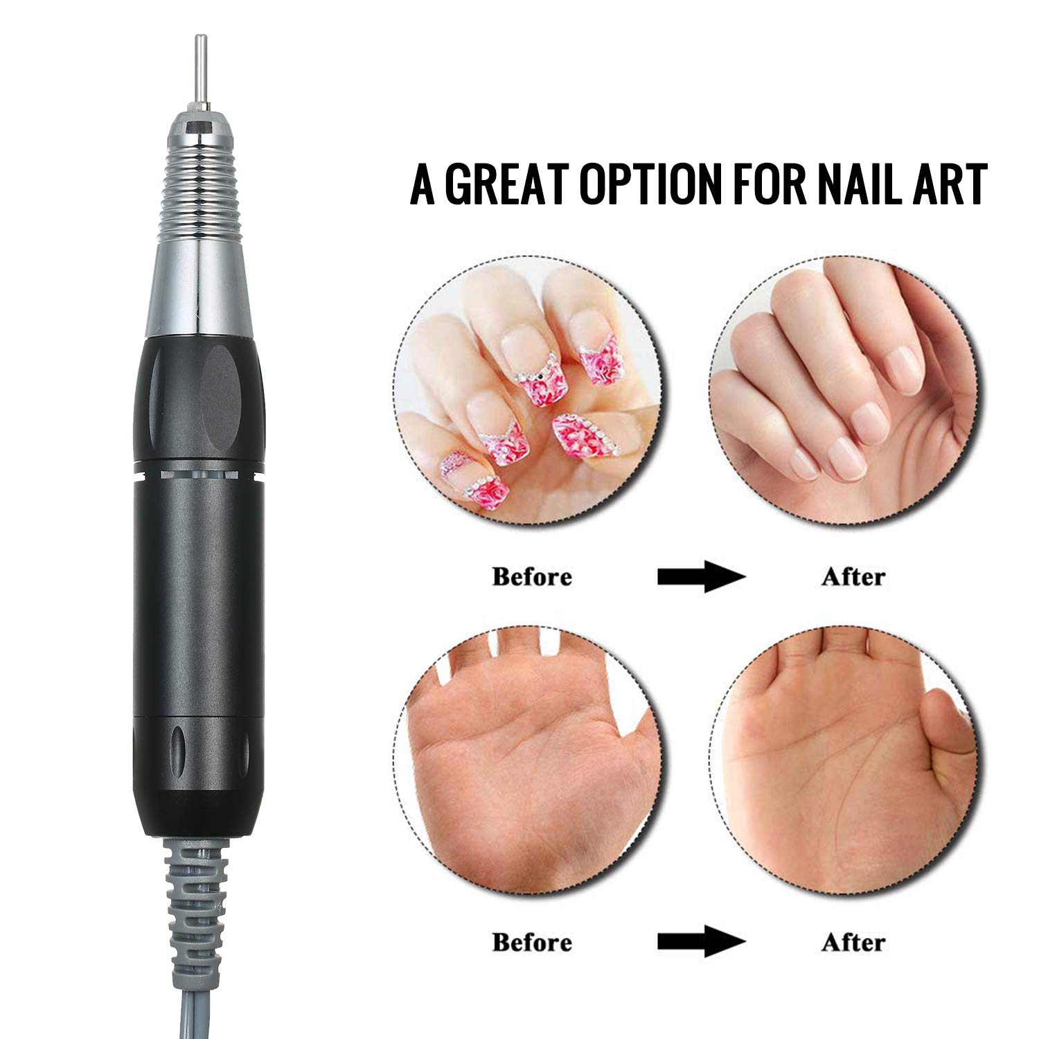 Ubersweet® Professional Electric Nail Drill Kit - Cordless Nail Art Pen for Manicure & Pedicure, Nail File Polish Grinder with 6 Bits - Perfect for Salon & Home Nail Care