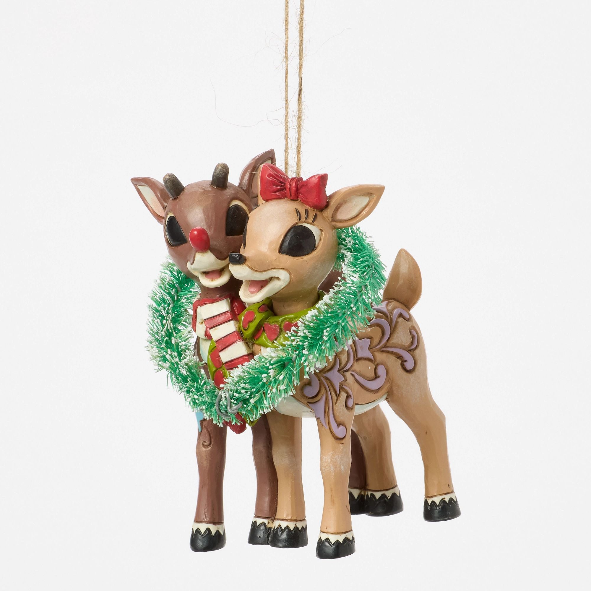 Rudolph & Clarice Heart Hanging Ornament - Christmas Couple Decor for Tree, Home, and Holiday Party Decorations
