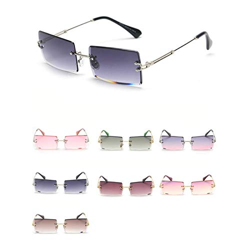 Trendy Small Rectangle Sunglasses for Women - Ultralight Candy Color Rimless Ocean Sun Glasses | Perfect for Beach, Driving & Summer Fashion