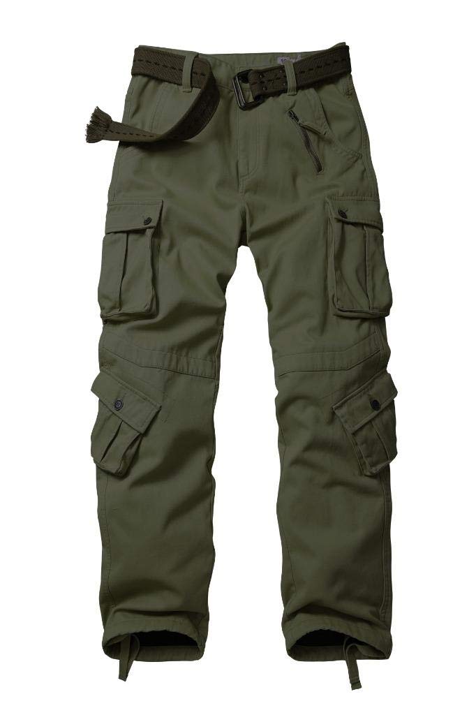 AKARMY Men's Fleece Lined Hiking Pants - Winter Outdoor Cargo Pants for Hiking, Skiing & Work with 8 Pockets - Warm Comfortable Casual Pants for Cold Weather Adventures
