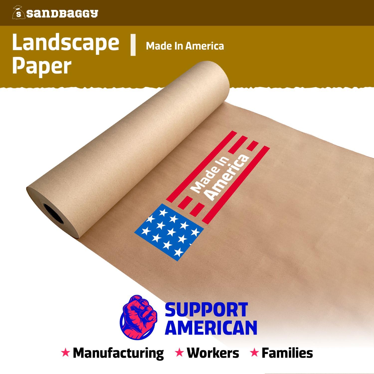 Sandbaggy Biodegradable Landscape Fabric - Eco-Friendly Weed Barrier for Gardens, 5 ft x 50 ft Paper Mulch Roll - Perfect for Vegetable Beds, Flower Gardens & Sustainable Landscaping