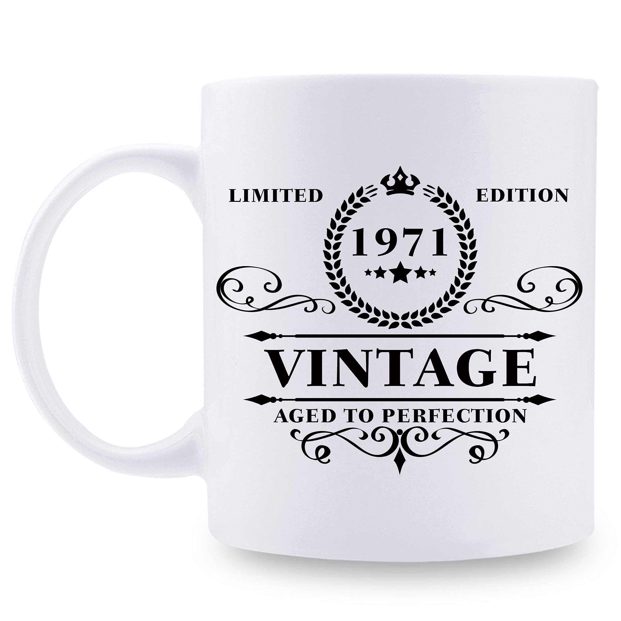 1971 Vintage 11 oz Coffee Mug - Unique Birthday Gift for Women & Men - Perfect for Mom, Dad, Friends, Coworkers - Great for Coffee, Tea & Office Use